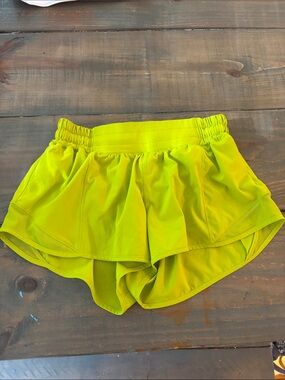 lululemon athletica Neon Lime Layered Running Skort Shorts